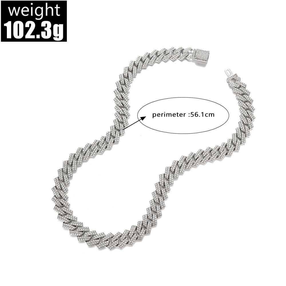 Goldiluxx Bold Exaggerated Gold Full-diamond Titanium Steel Cuban Chain