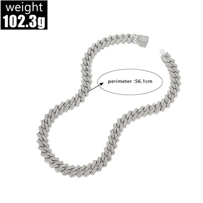 Goldiluxx Bold Exaggerated Gold Full-diamond Titanium Steel Cuban Chain