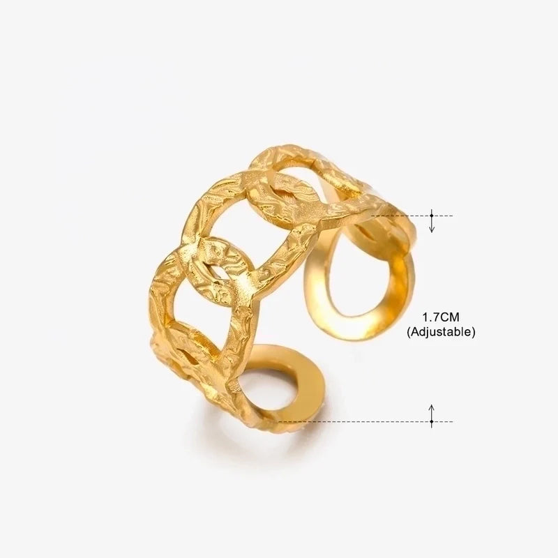 Goldiluxx Basic Classic Style Geometric Leaf Stainless Steel Plating Open Rings