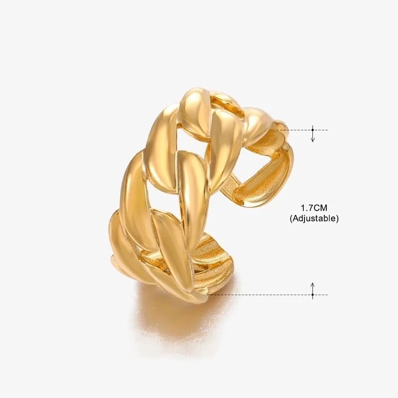 Goldiluxx Basic Classic Style Geometric Leaf Stainless Steel Plating Open Rings