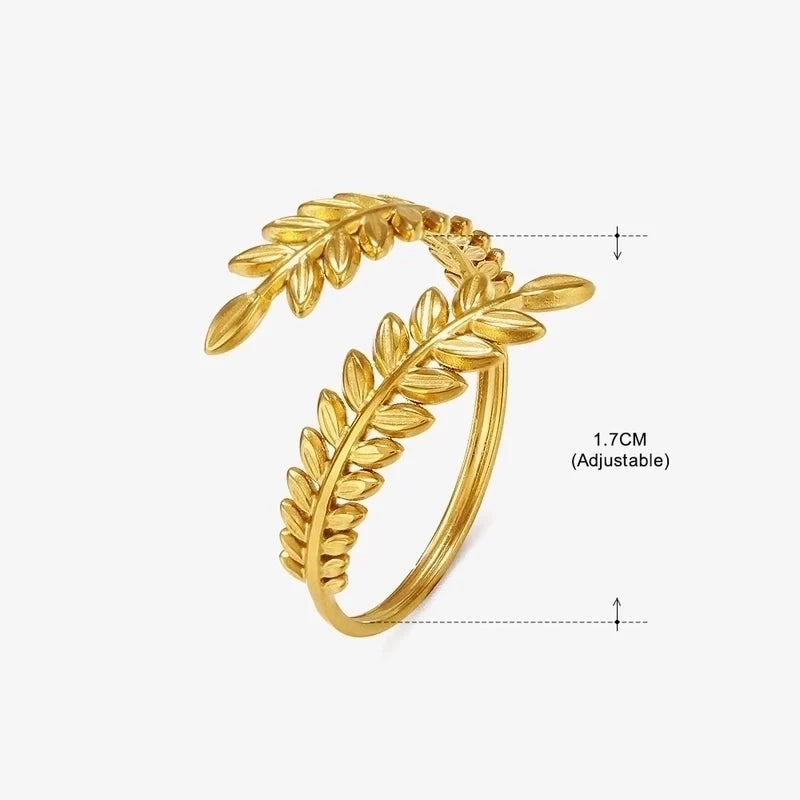 Goldiluxx Basic Classic Style Geometric Leaf Stainless Steel Plating Open Rings