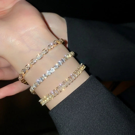 Goldiluxx Fashion Geometric Copper Inlay Zircon Bracelets 1 Piece