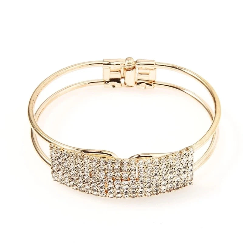 Goldiluxx Alloy Gold Plated Silver Plated Hip-Hop Classic Style Streetwear Plating Hollow Out Inlay Animal Crystal Pearls Zircon Wristband Bangle