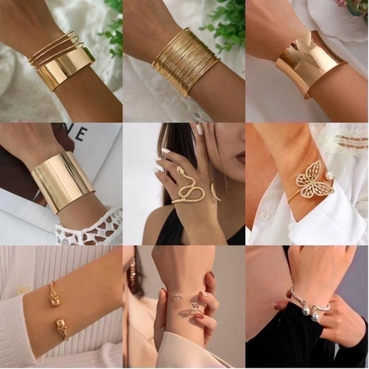 Goldiluxx Alloy Gold Plated Silver Plated Hip-Hop Classic Style Streetwear Plating Hollow Out Inlay Animal Crystal Pearls Zircon Wristband Bangle