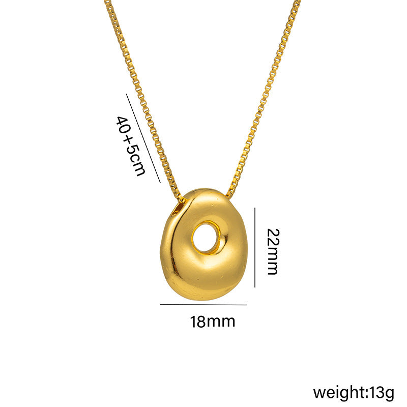 Goldiluxx Letter Text Number Titanium Steel 18K Gold Plated Necklaces