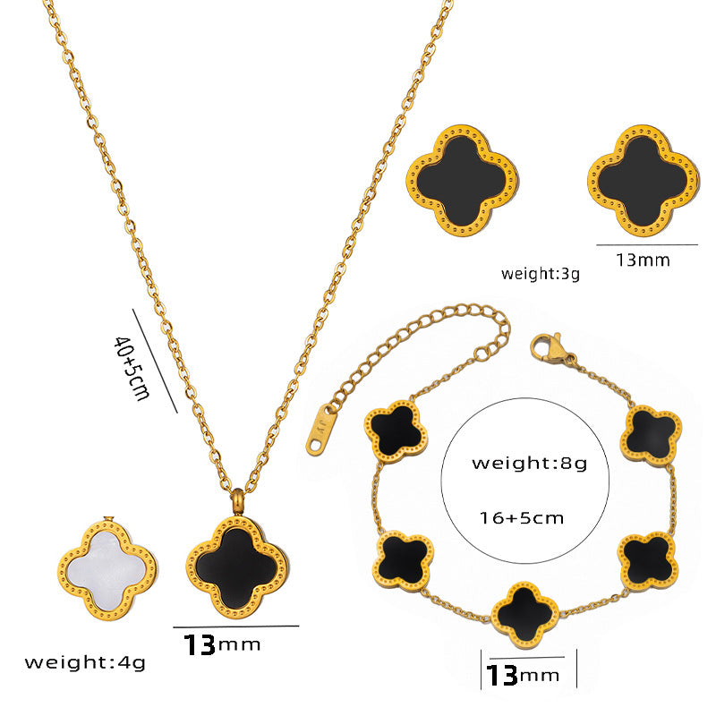Goldiluxx Moderate Luxury Quadrilateral Geometric Heart Titanium Steel 18K Gold Plated Necklaces