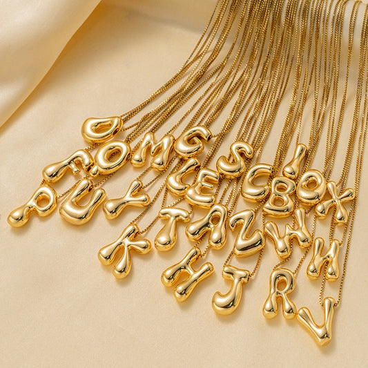 Goldiluxx Letter Text Number Titanium Steel 18K Gold Plated Necklaces