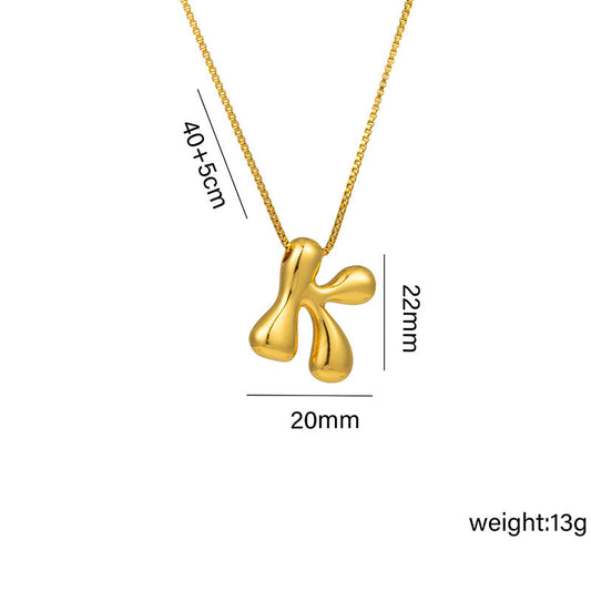 Goldiluxx Letter Text Number Titanium Steel 18K Gold Plated Necklaces