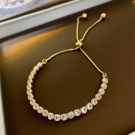 Goldiluxx Minimalist Heart Shape Copper Inlay Zircon Bracelets