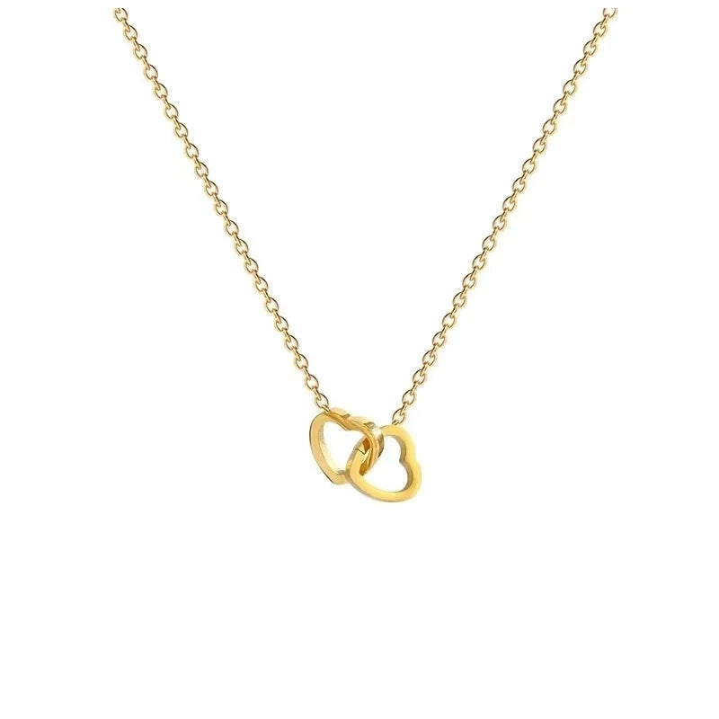 Goldiluxx Elegant Minimalist Geometric Flower Bow Knot Titanium Steel Plating Pendant Necklace