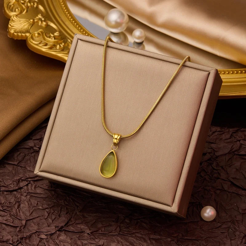 Goldiluxx Elegant Minimalist Geometric Flower Bow Knot Titanium Steel Plating Pendant Necklace
