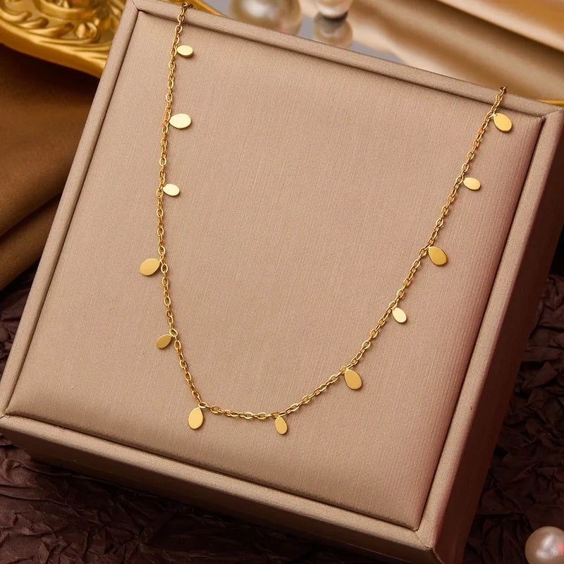 Goldiluxx Elegant Minimalist Geometric Flower Bow Knot Titanium Steel Plating Pendant Necklace