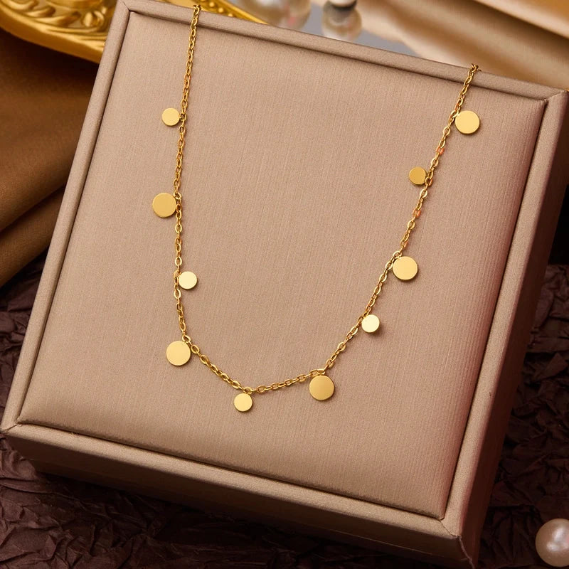 Goldiluxx Elegant Minimalist Geometric Flower Bow Knot Titanium Steel Plating Pendant Necklace