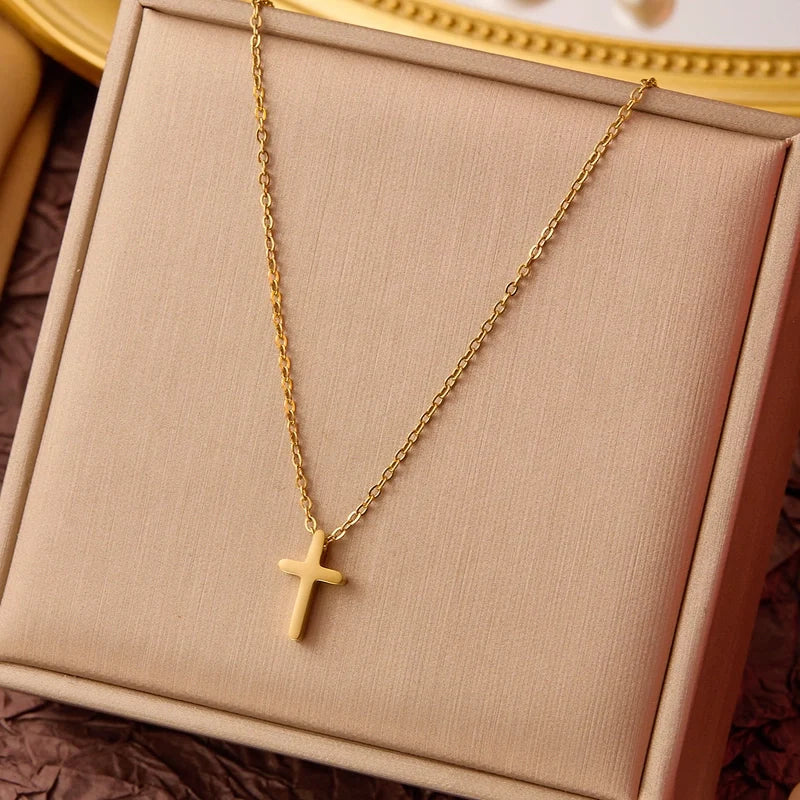 Goldiluxx Elegant Minimalist Geometric Flower Bow Knot Titanium Steel Plating Pendant Necklace