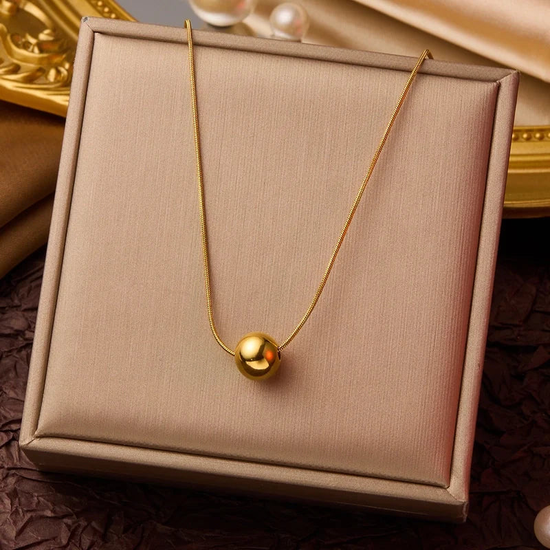Goldiluxx Elegant Minimalist Geometric Flower Bow Knot Titanium Steel Plating Pendant Necklace