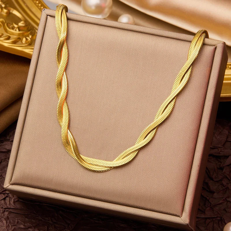 Goldiluxx Elegant Minimalist Geometric Flower Bow Knot Titanium Steel Plating Pendant Necklace