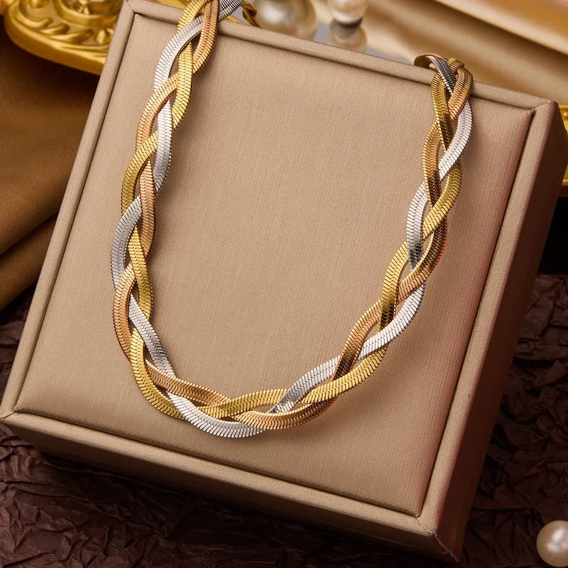 Goldiluxx Elegant Minimalist Geometric Flower Bow Knot Titanium Steel Plating Pendant Necklace