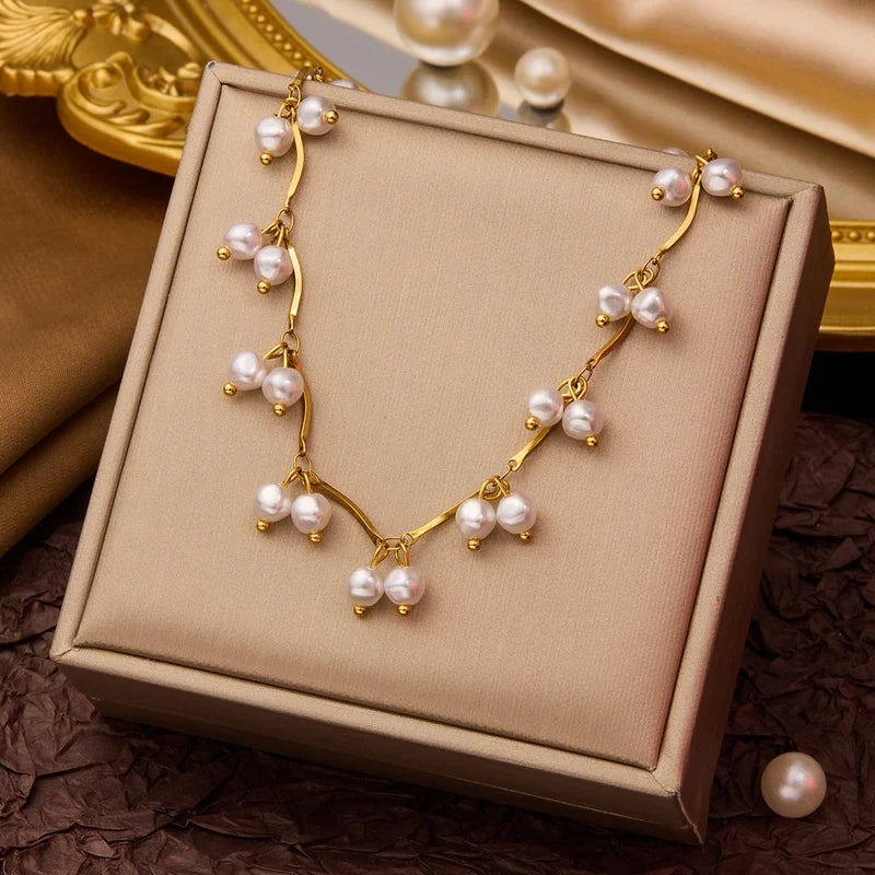Goldiluxx Elegant Minimalist Geometric Flower Bow Knot Titanium Steel Plating Pendant Necklace
