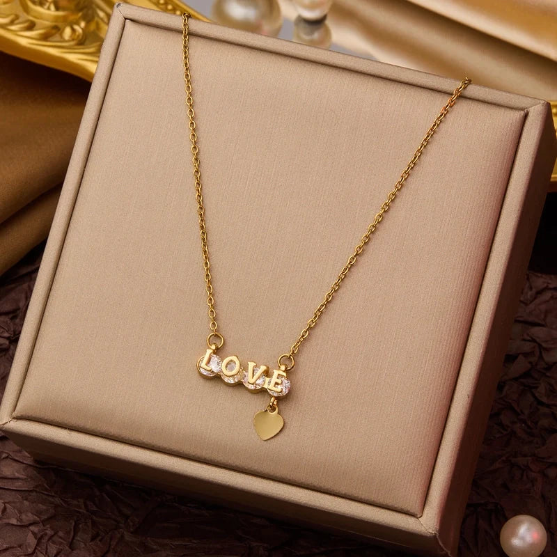 Goldiluxx Elegant Minimalist Geometric Flower Bow Knot Titanium Steel Plating Pendant Necklace