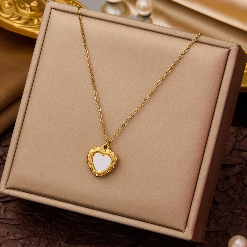 Goldiluxx Elegant Minimalist Geometric Flower Bow Knot Titanium Steel Plating Pendant Necklace
