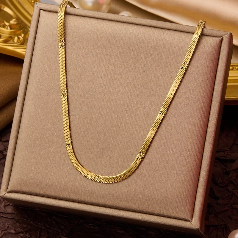 Goldiluxx Elegant Minimalist Geometric Flower Bow Knot Titanium Steel Plating Pendant Necklace