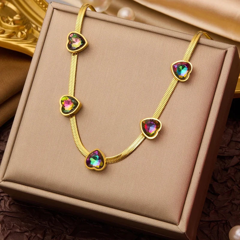 Goldiluxx Elegant Minimalist Geometric Flower Bow Knot Titanium Steel Plating Pendant Necklace