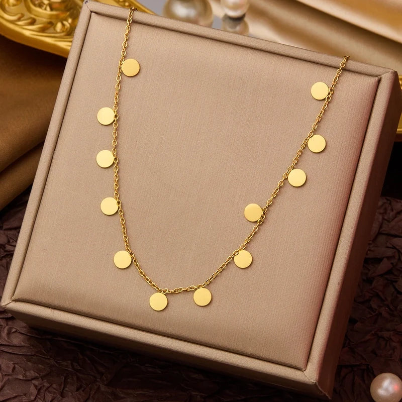 Goldiluxx Elegant Minimalist Geometric Flower Bow Knot Titanium Steel Plating Pendant Necklace
