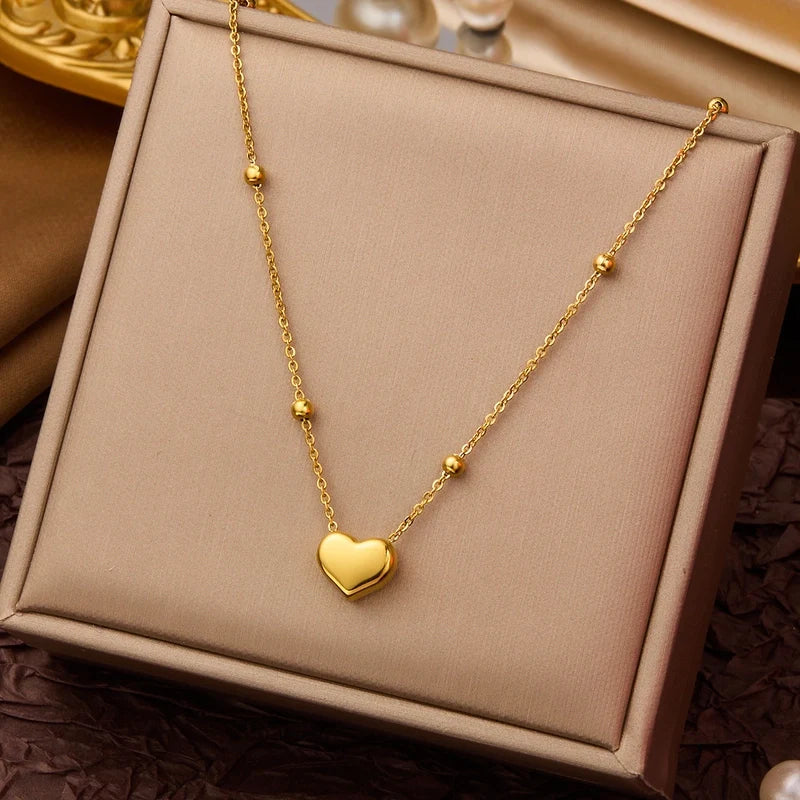 Goldiluxx Elegant Minimalist Geometric Flower Bow Knot Titanium Steel Plating Pendant Necklace