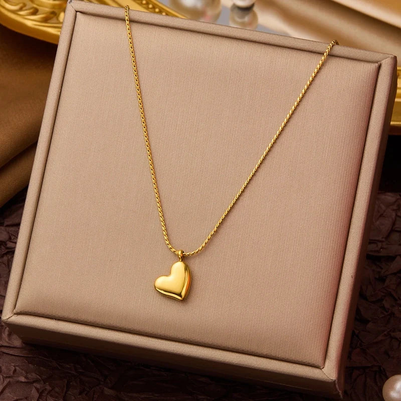 Goldiluxx Elegant Minimalist Geometric Flower Bow Knot Titanium Steel Plating Pendant Necklace
