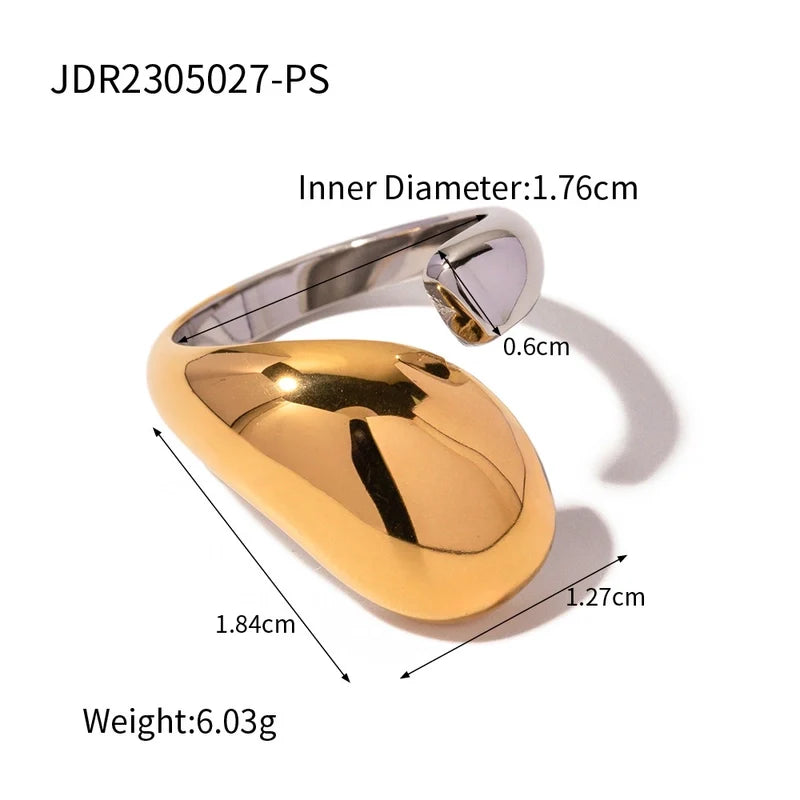 Goldiluxx Glam Minimalist Classic Style Geometric 304 Stainless Steel Plating Open Rings