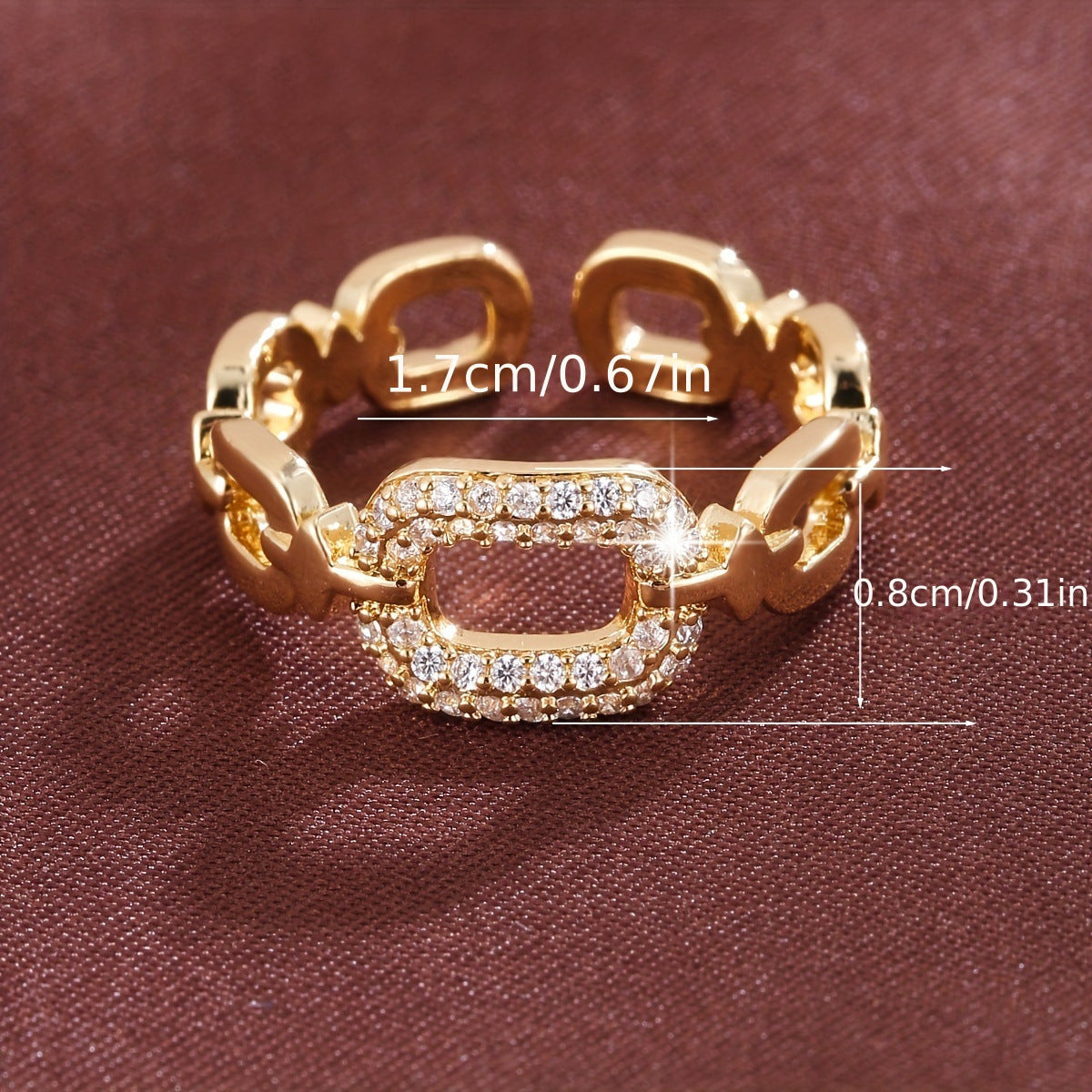 Goldiluxx Chain Buckle Square Adjustable Ring For Women