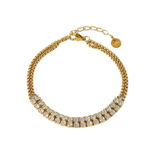 Goldiluxx Full-Crystal Zircon Flower Stainless Steel Bracelet