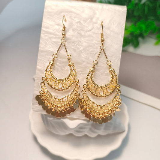 Goldiluxx Retro Round Tassel Long Women's Earrings