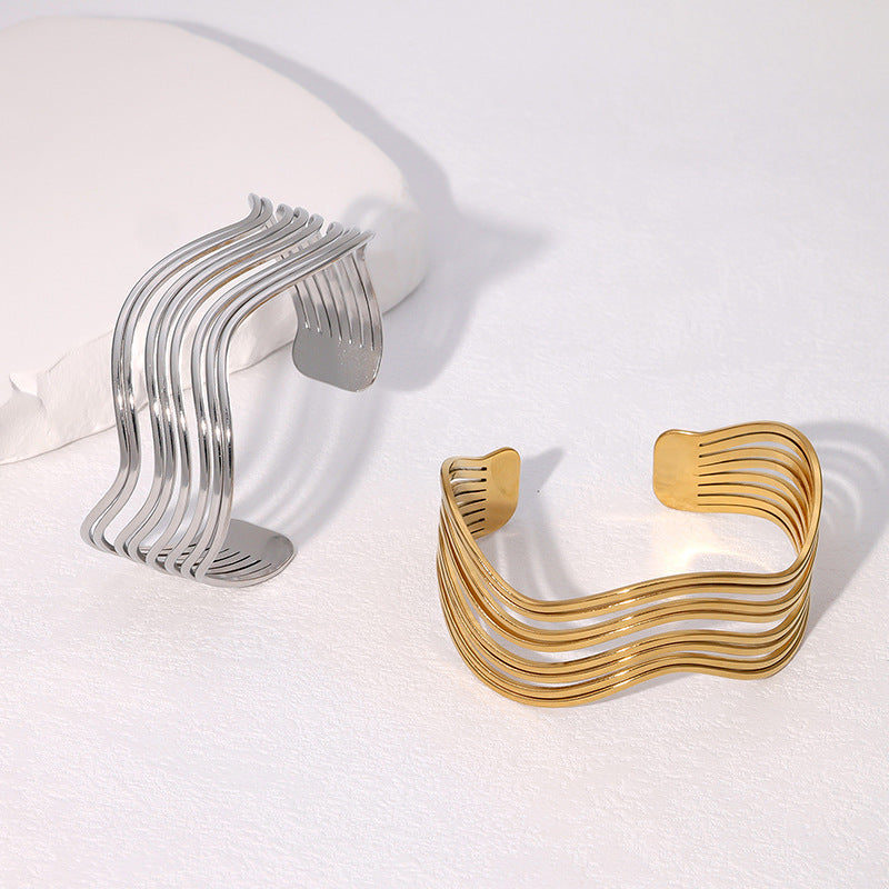 Goldiluxx European And American Geometric Line Simple Cold Style Bracelet