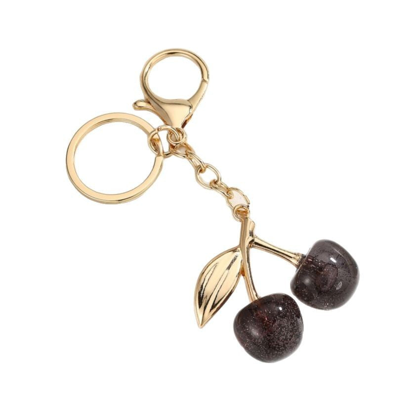 Goldiluxx Glitter Transparent Large Cherry Keychain Pendant