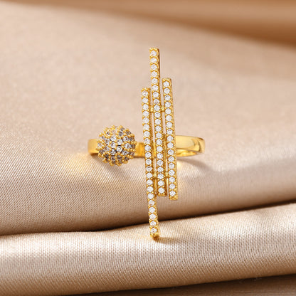 Goldiluxx Minimally Designed Zircon Wave Line Versatile Open Ring