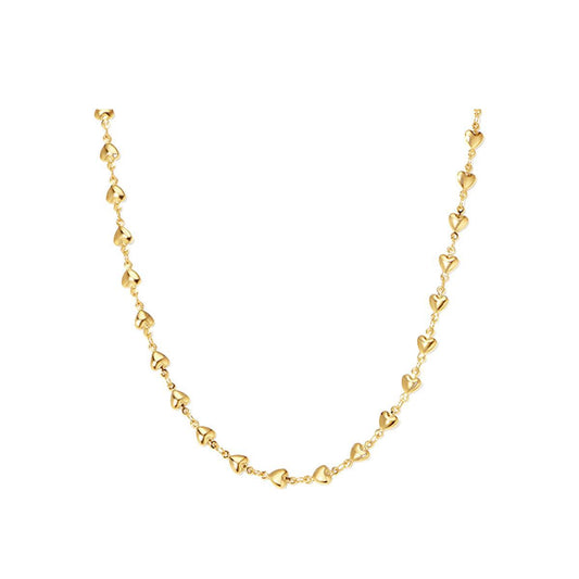 Goldiluxx French-style Minimal Luxe Heart-to-Heart Titanium Steel Necklace For Women