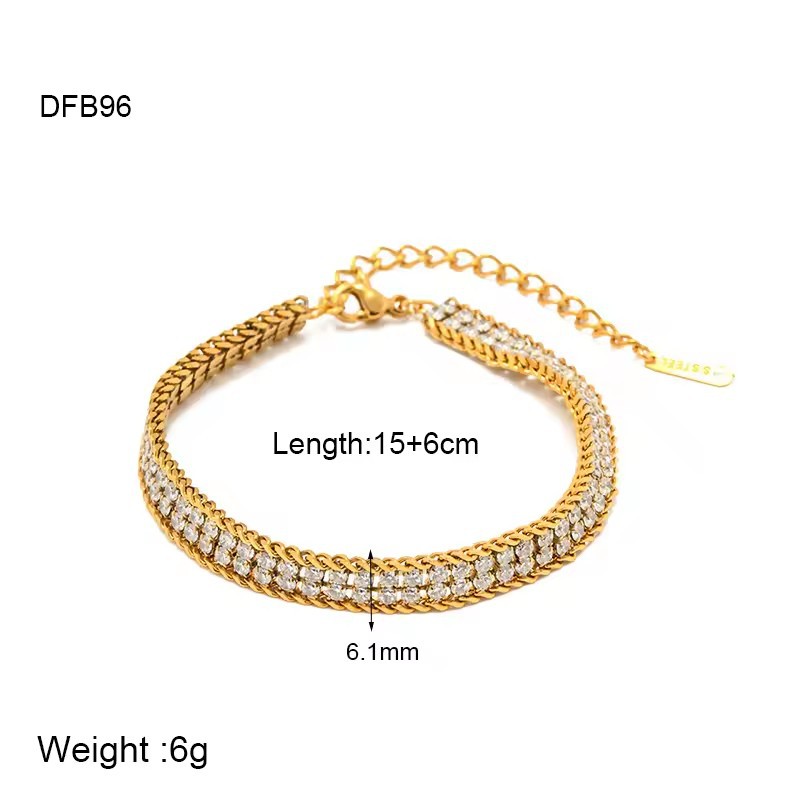 Goldiluxx Full-Crystal Zircon Flower Stainless Steel Bracelet