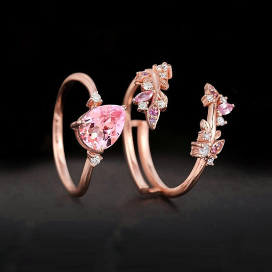 Goldiluxx Women's Geometric Zircon Ring Set