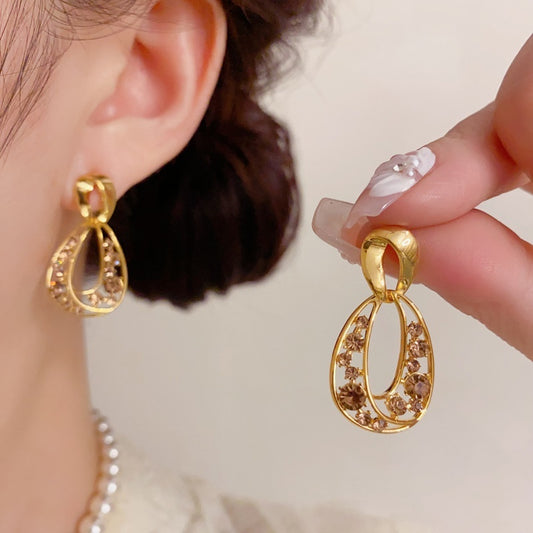 Goldiluxx Female Minimalist French Retro Hollow Geometric Earrings