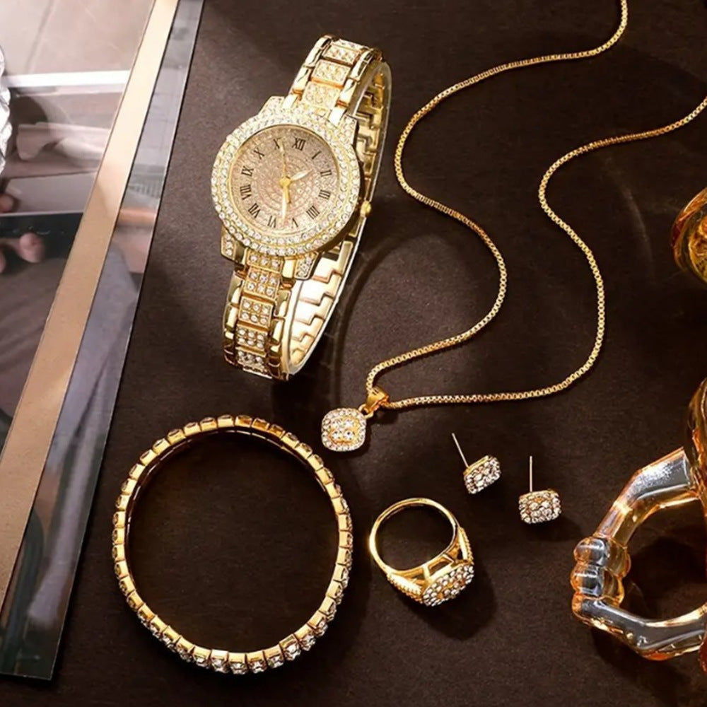 Goldiluxx Ladies' High-end Watch With Diamond Studded Full Diamond Steel Linked List