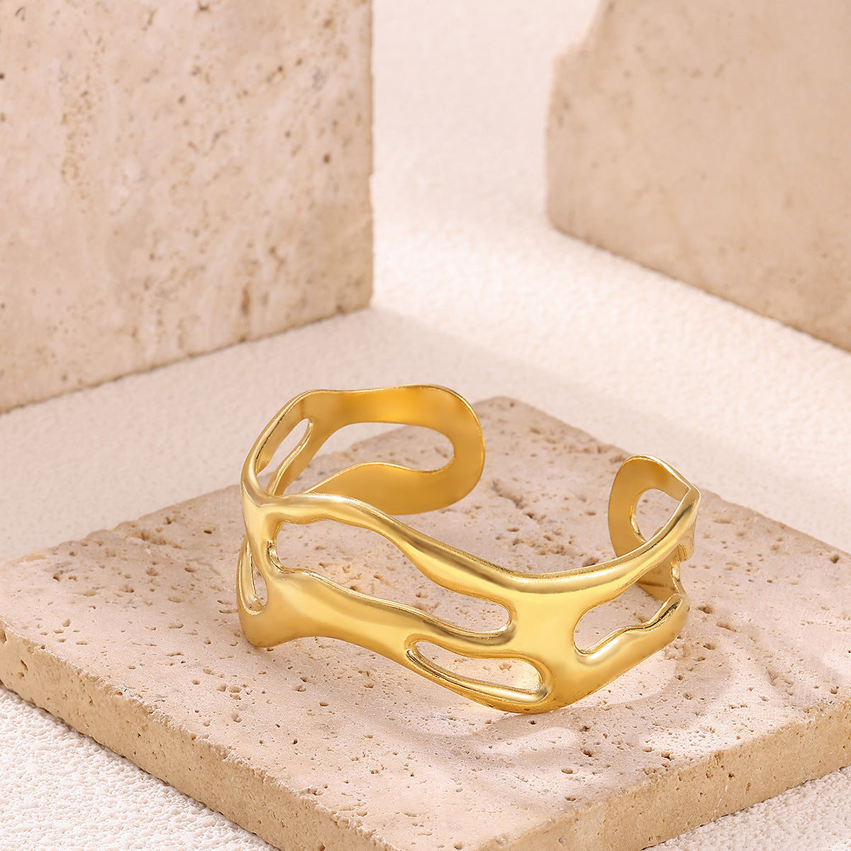 Goldiluxx Simple New Irregular Stainless Steel Gold-plated Bracelet