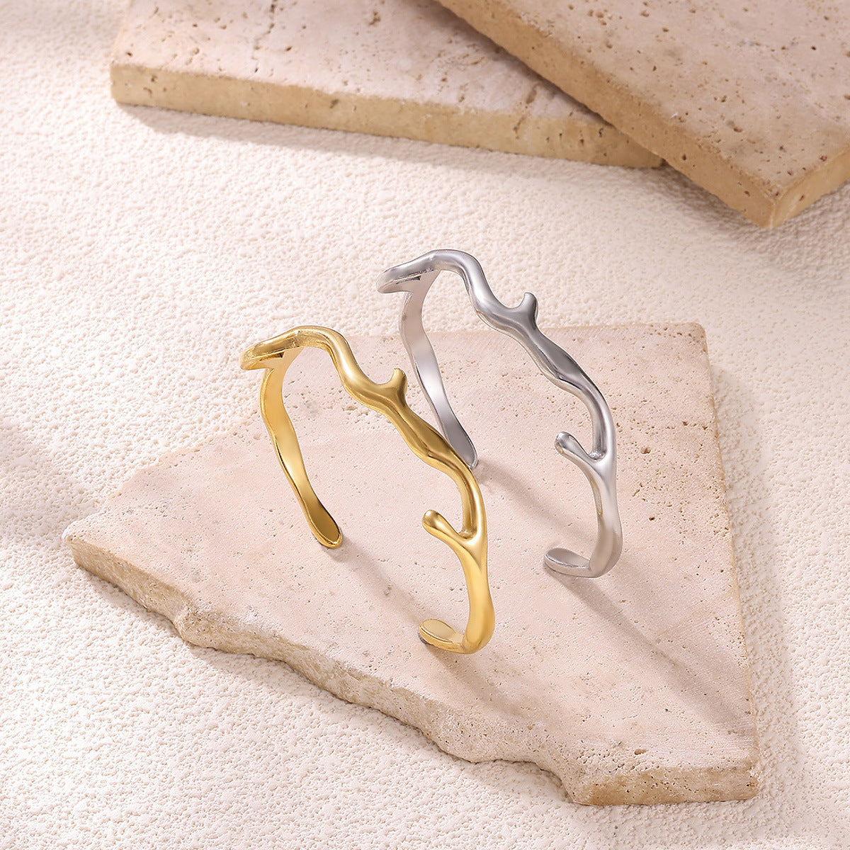 Goldiluxx Simple New Irregular Stainless Steel Gold-plated Bracelet