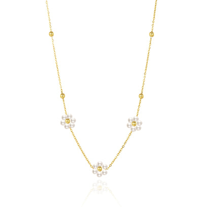 Goldiluxx Minimalist Niche-style Loose-flower Pearl Necklace