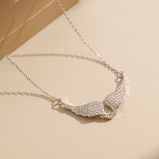 Goldiluxx Full-Diamond Angel Wings Pendant Necklace