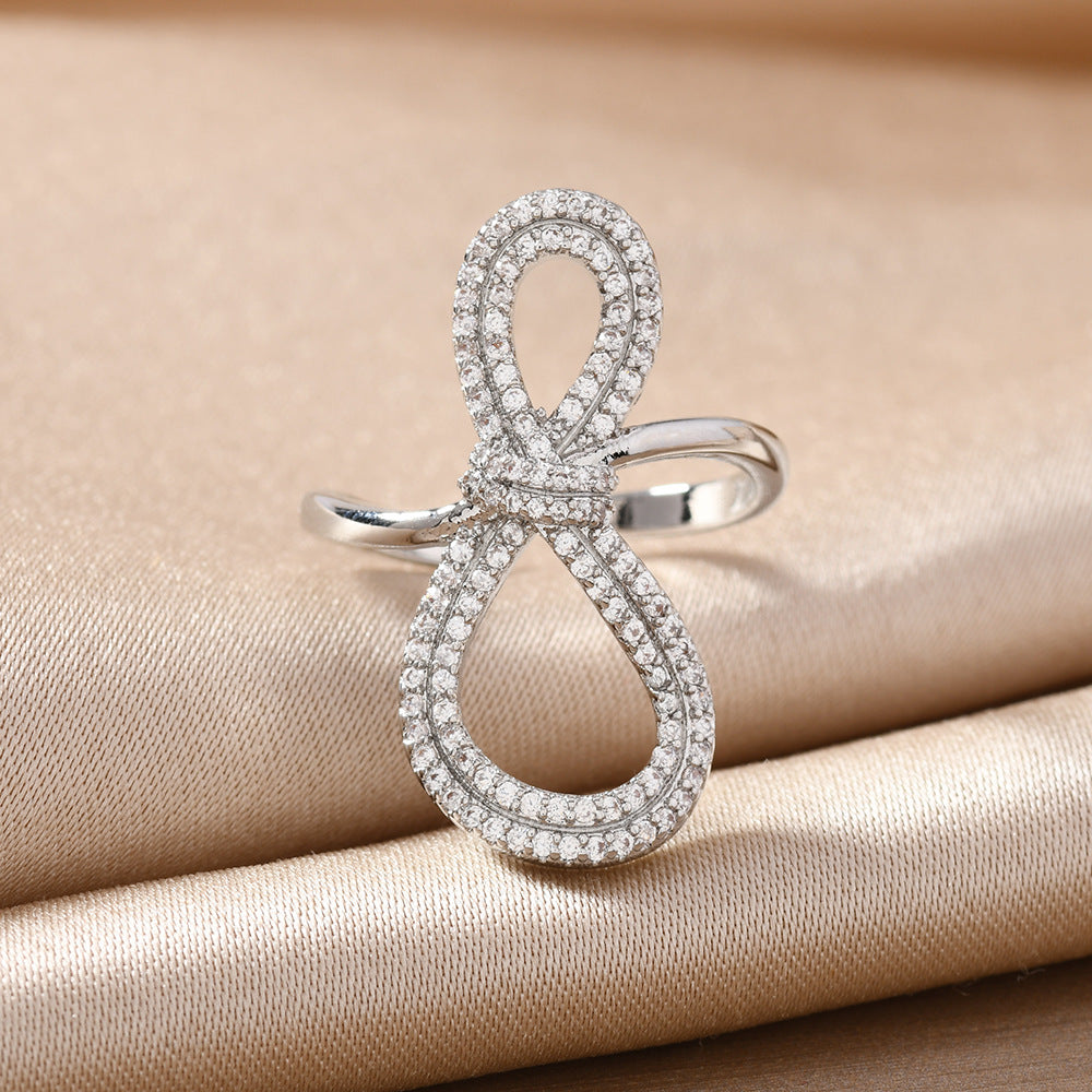 Goldiluxx Minimally Designed Zircon Wave Line Versatile Open Ring