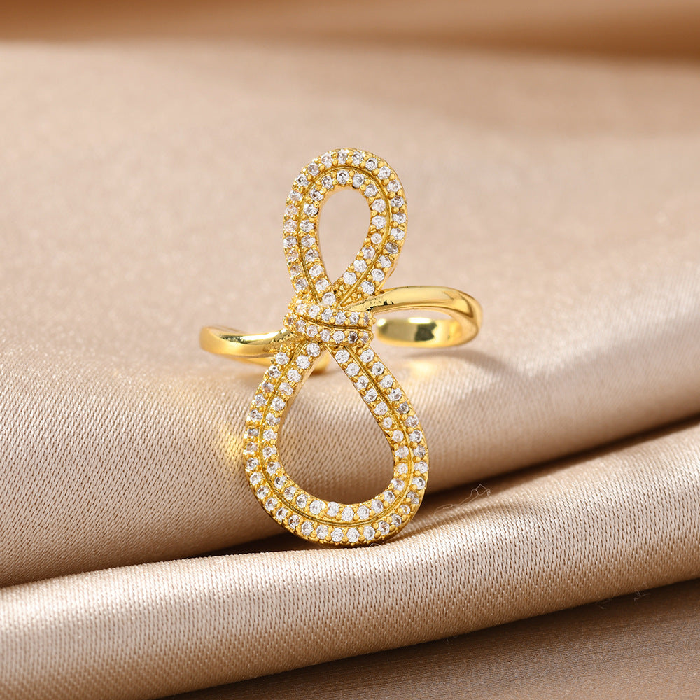 Goldiluxx Minimally Designed Zircon Wave Line Versatile Open Ring