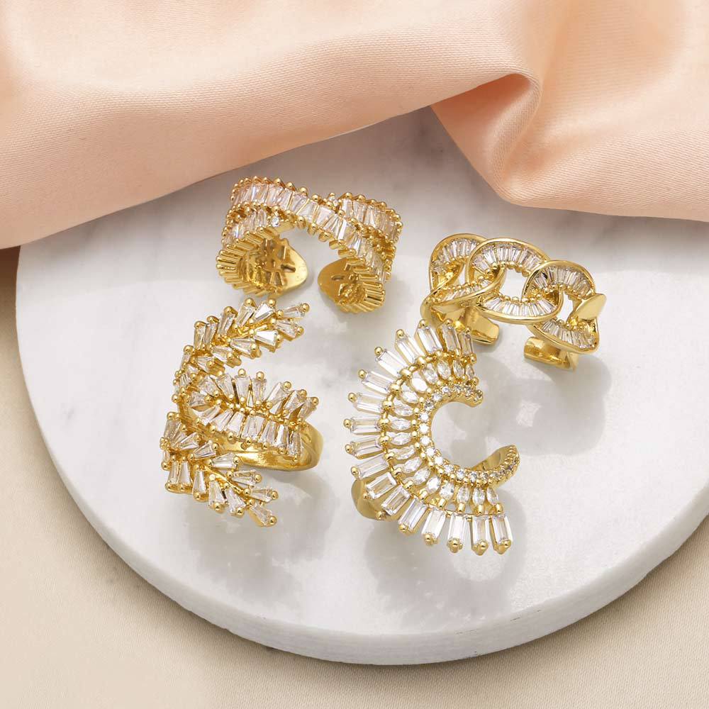 Goldiluxx Copper Ring With Real Gold Plating And Zircon Accents For Women