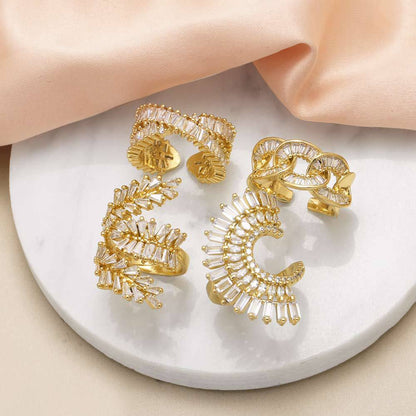 Goldiluxx Copper Ring With Real Gold Plating And Zircon Accents For Women