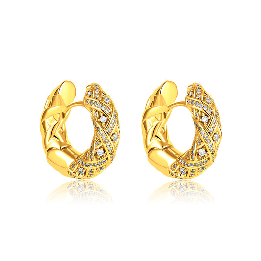 Goldiluxx 18K Gold Vintage Light-Luxury Zircon Earrings